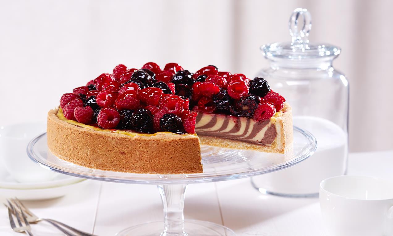 Gyümölcsös zebra-sajttorta