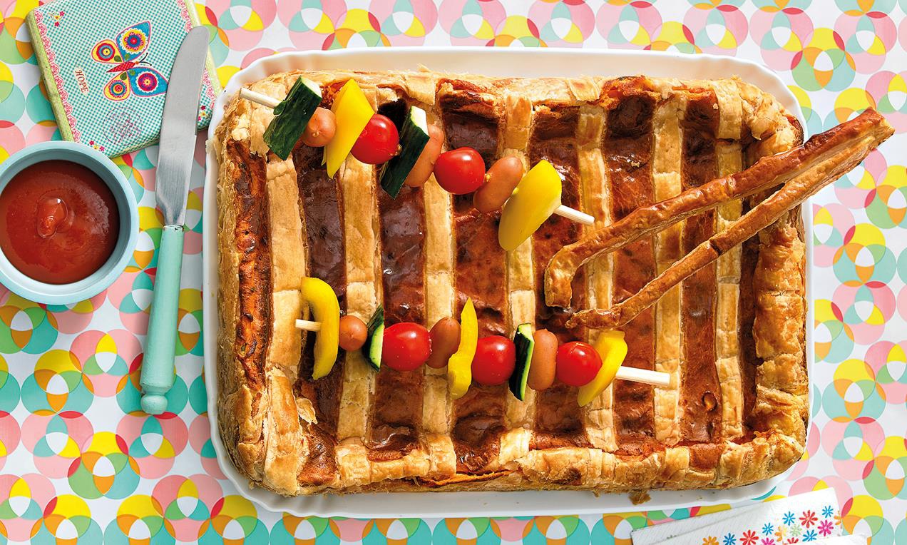 Nyársak leveles tészta-grillrácson