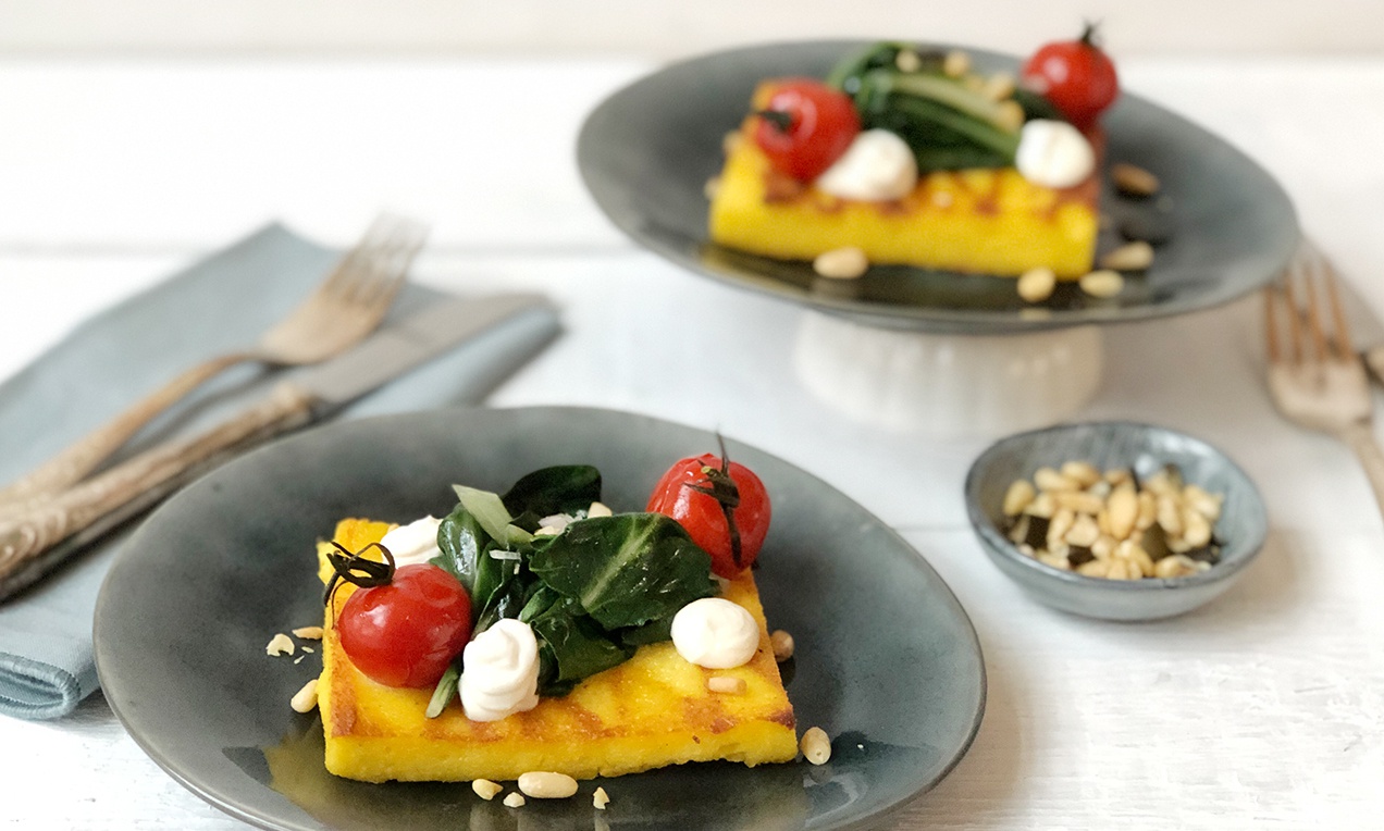 Vegán mángoldos polentaszeletek