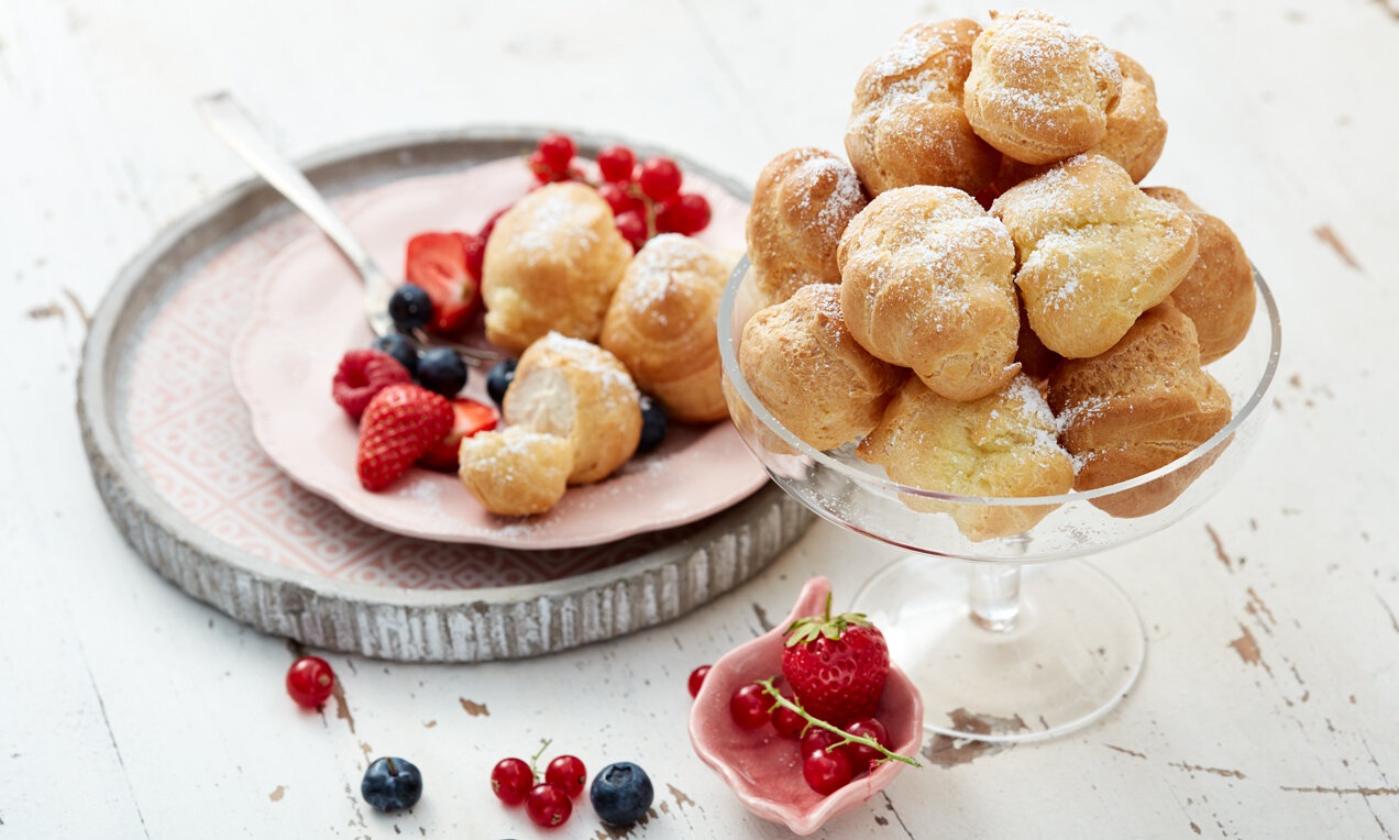 Profiterol karamellás tejszínhabbal