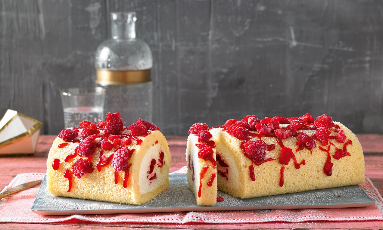 Málnás panna cotta tekercs