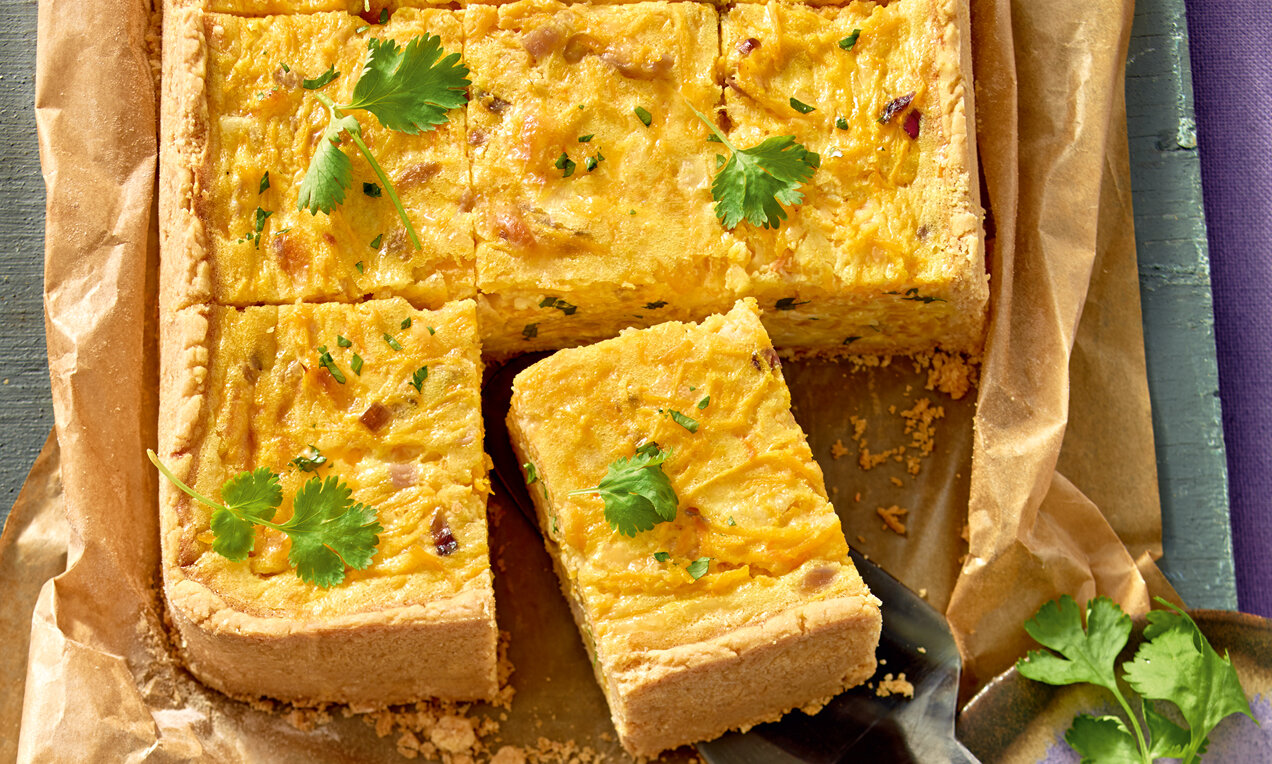 Tökös-currys-quiche (francia zöldséglepény)