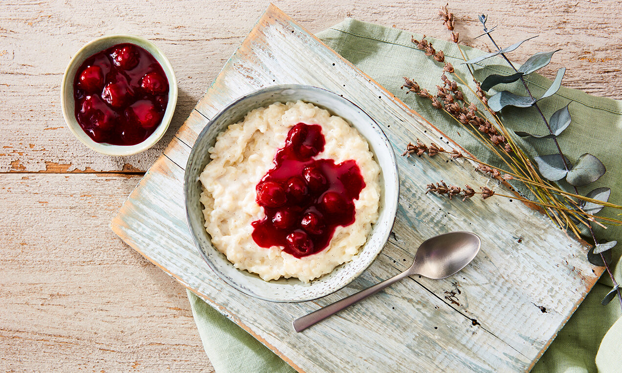 Vegán tejberizs meggyszósszal