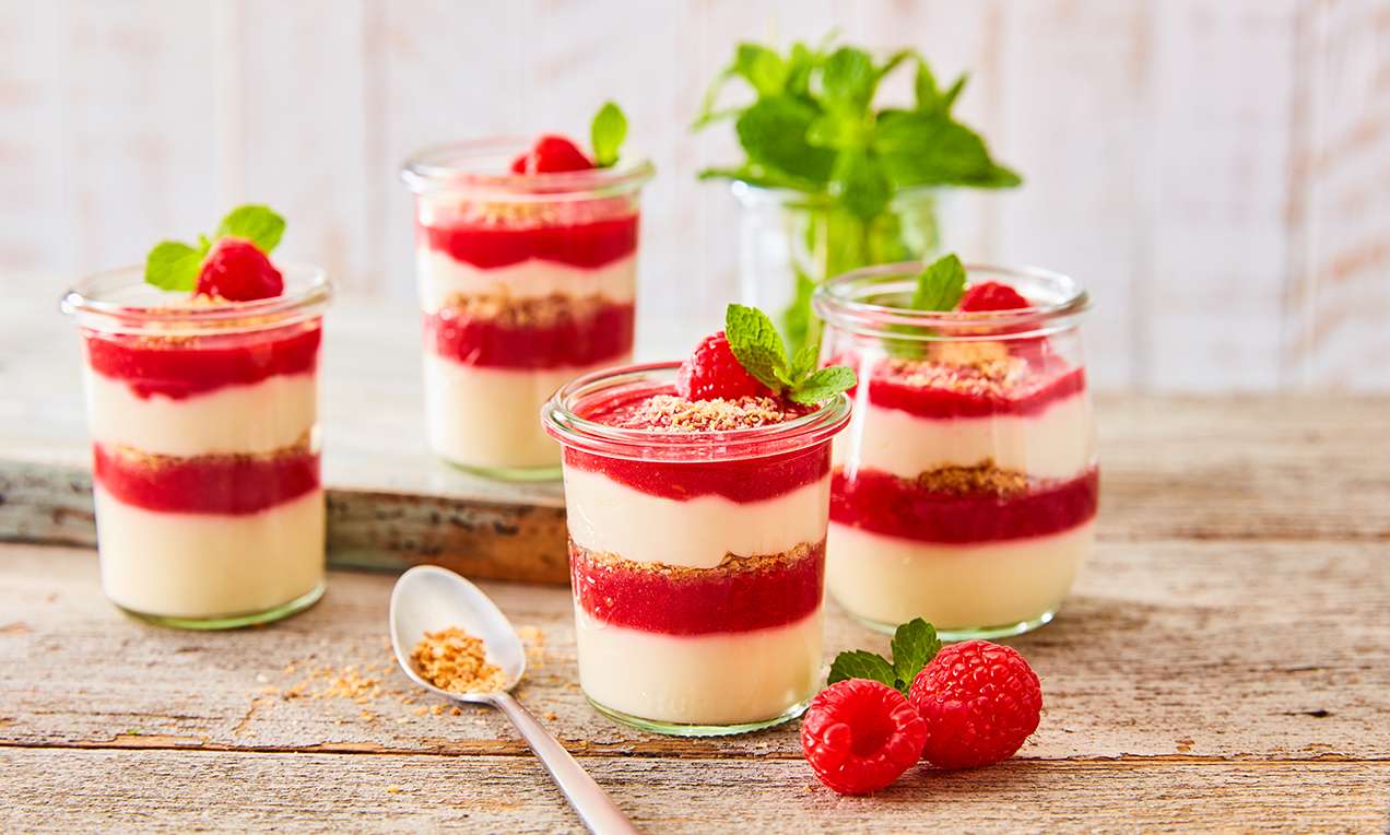 Vegán kókuszpuding málnával