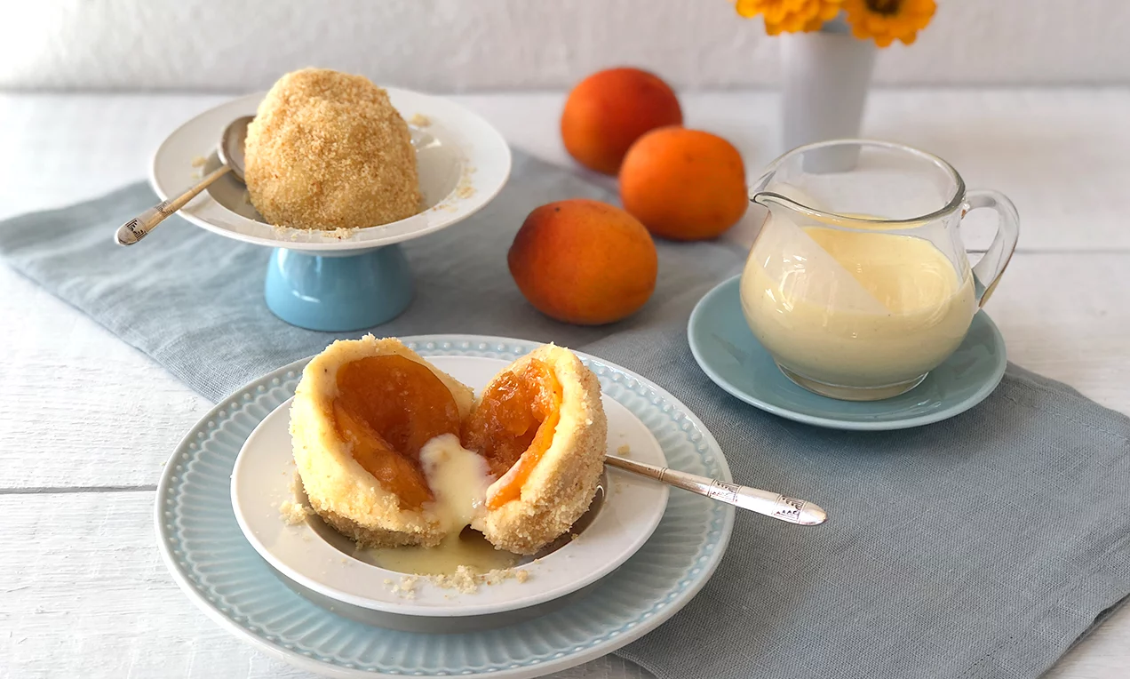 Túrós-kajszibarackos gombóc