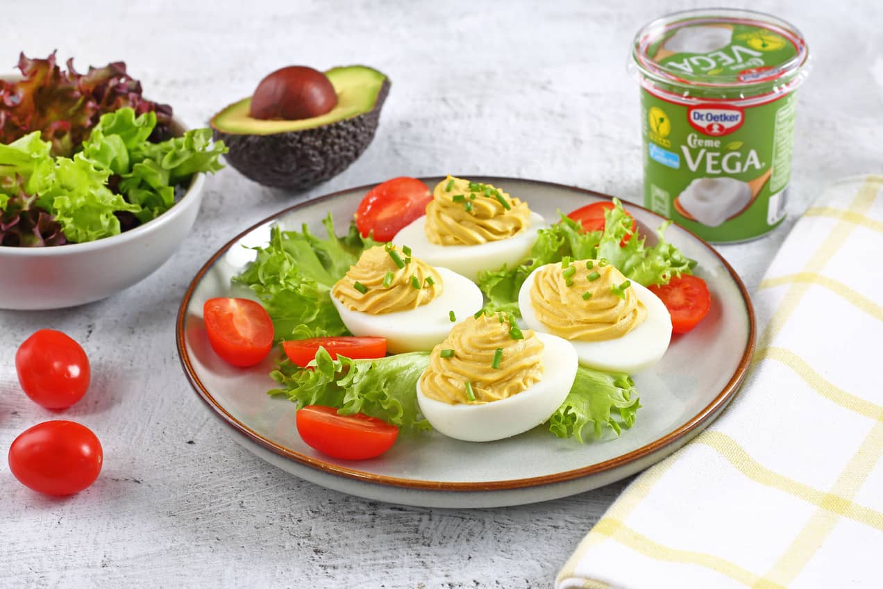 Laktózmentes avokádókrémes töltött tojások