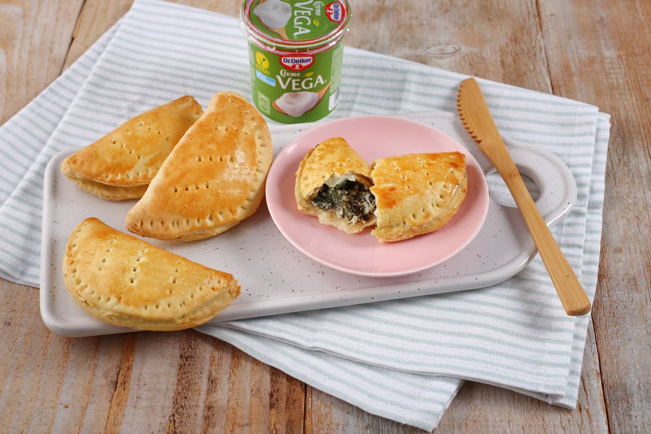 Spenótos-fokhagymás táskák