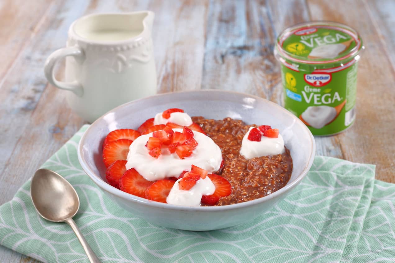 Csokoládés-epres zabkása