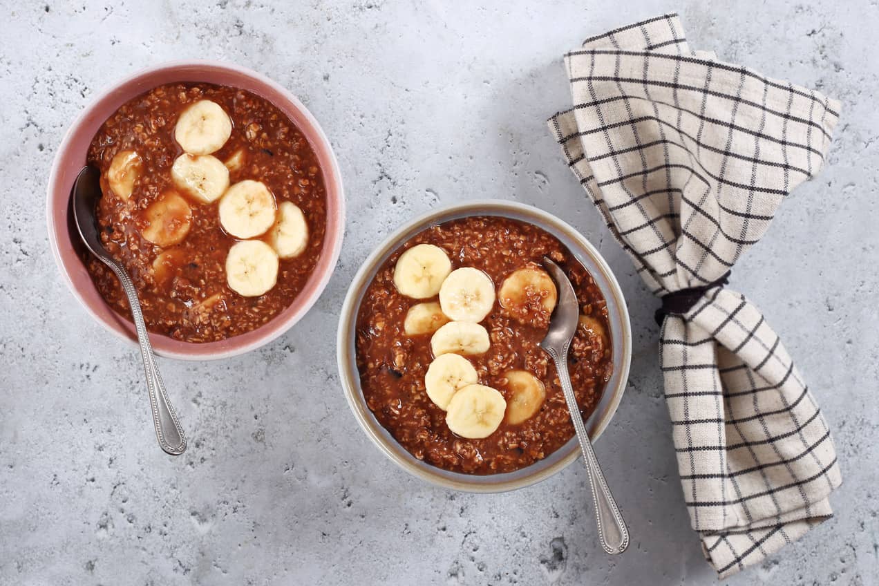 Cukorcsökkentett étcsokoládés-banános zabkása