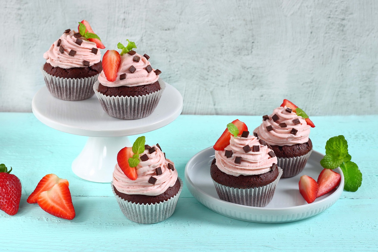 Csokis muffin epres mascarponekrémmel