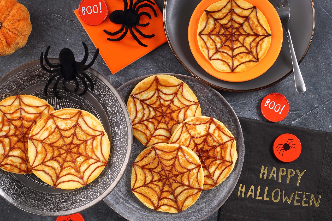 Halloweeni pókhálós palacsinta