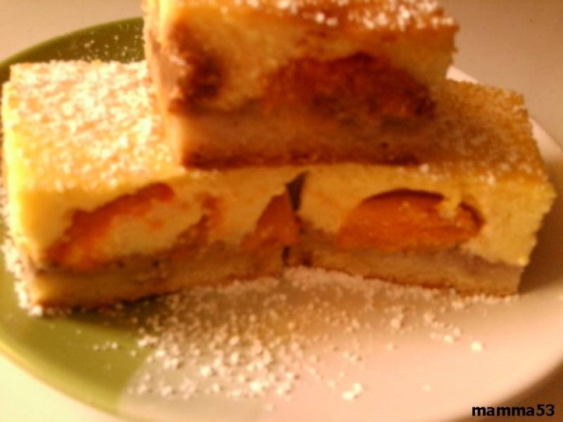 Túrós-barackos kocka