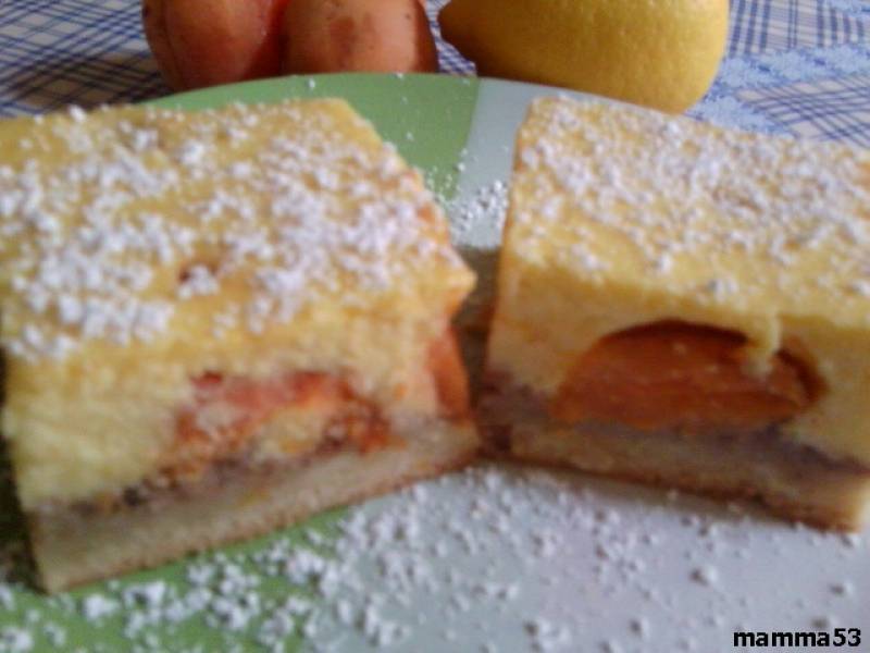 Túrós-barackos kocka