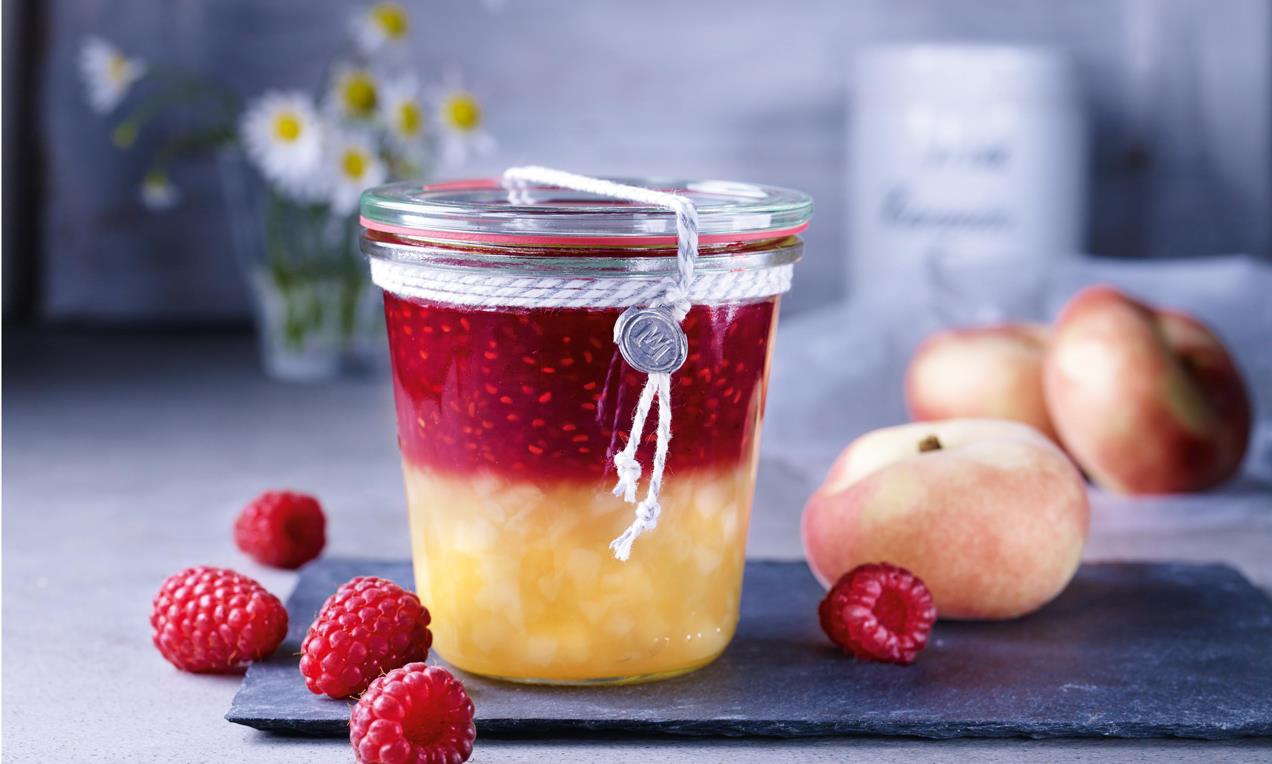 Málna-őszibarack dzsem